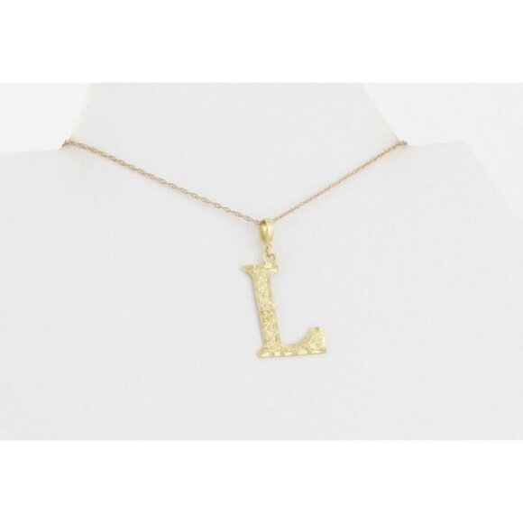 Pendant Only 10k Yellow Gold Letter L Initial Monogram Pendant - Picture 6 of 7